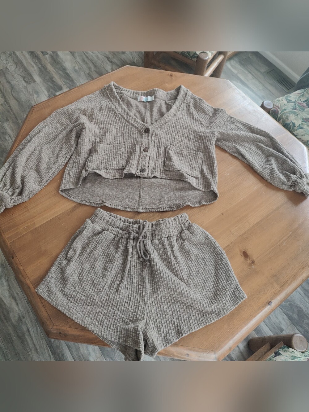 Free People Beach Small Oasis Textured Cardigan and Shorts Set in Blue